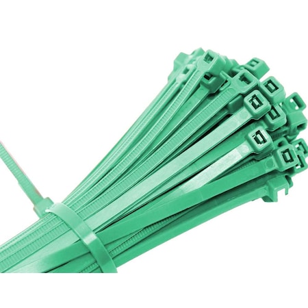 Us Cable Ties Cable Tie, 4 in L, 3/4 in Max Bundle Dia., Green, Nylon 6/6, 18 lb Strength, 100 PK LD4GN100